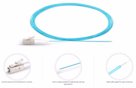 Cabo de fibra óptica FTTH 0,9 mm por atacado de fábrica Pigtail para rede óptica em telecomunicações