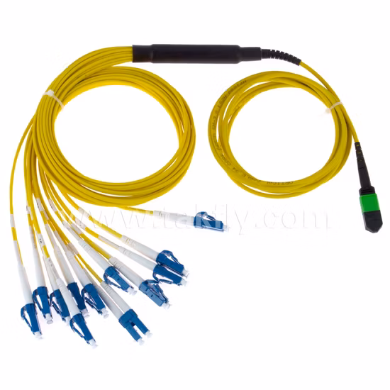 MPO/MTP para LC cabo de patch de fibra óptica de modo único breakout